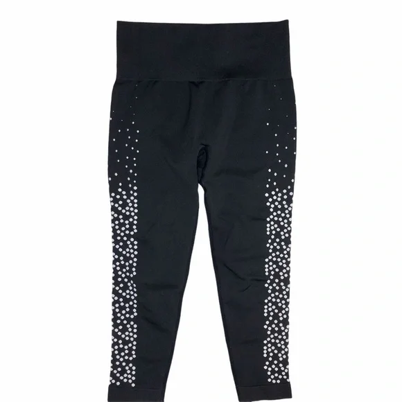 Fabletics Seamless Printed Leggings Size XS Black White Cropped Ankle Length - Picture 4 of 7